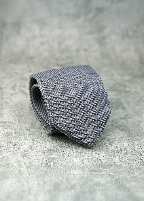 NOWY krawat szary knit boho stalowy ślub męski garniturowy srebrny