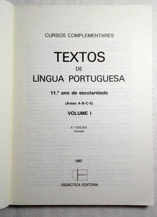 Livro Textos de Lingua Portuguesa – Volume I - 11º ano