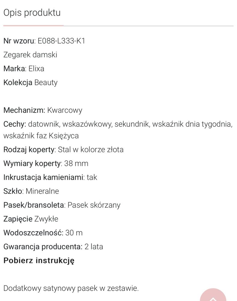 Zegarek Elixa Beauty E088-L333