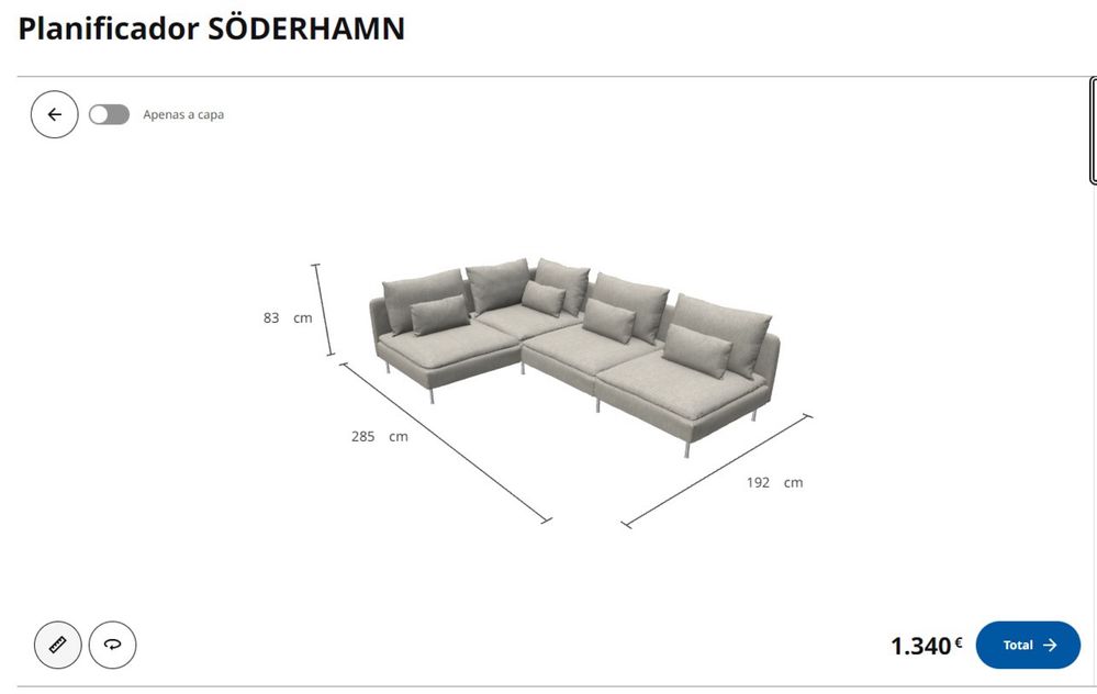 Sofá modular cinza IKEA