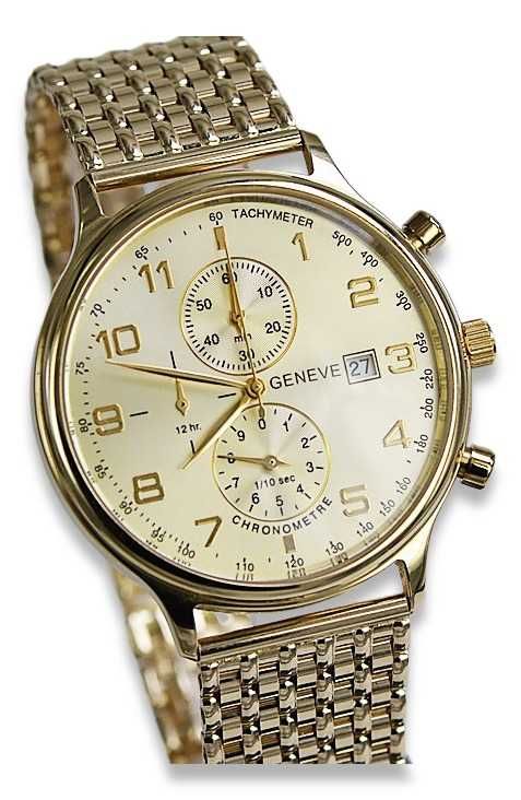 Złoty zegarek 14k 585 z bransoletą 88g męski Geneve mw005y&mbw013y P