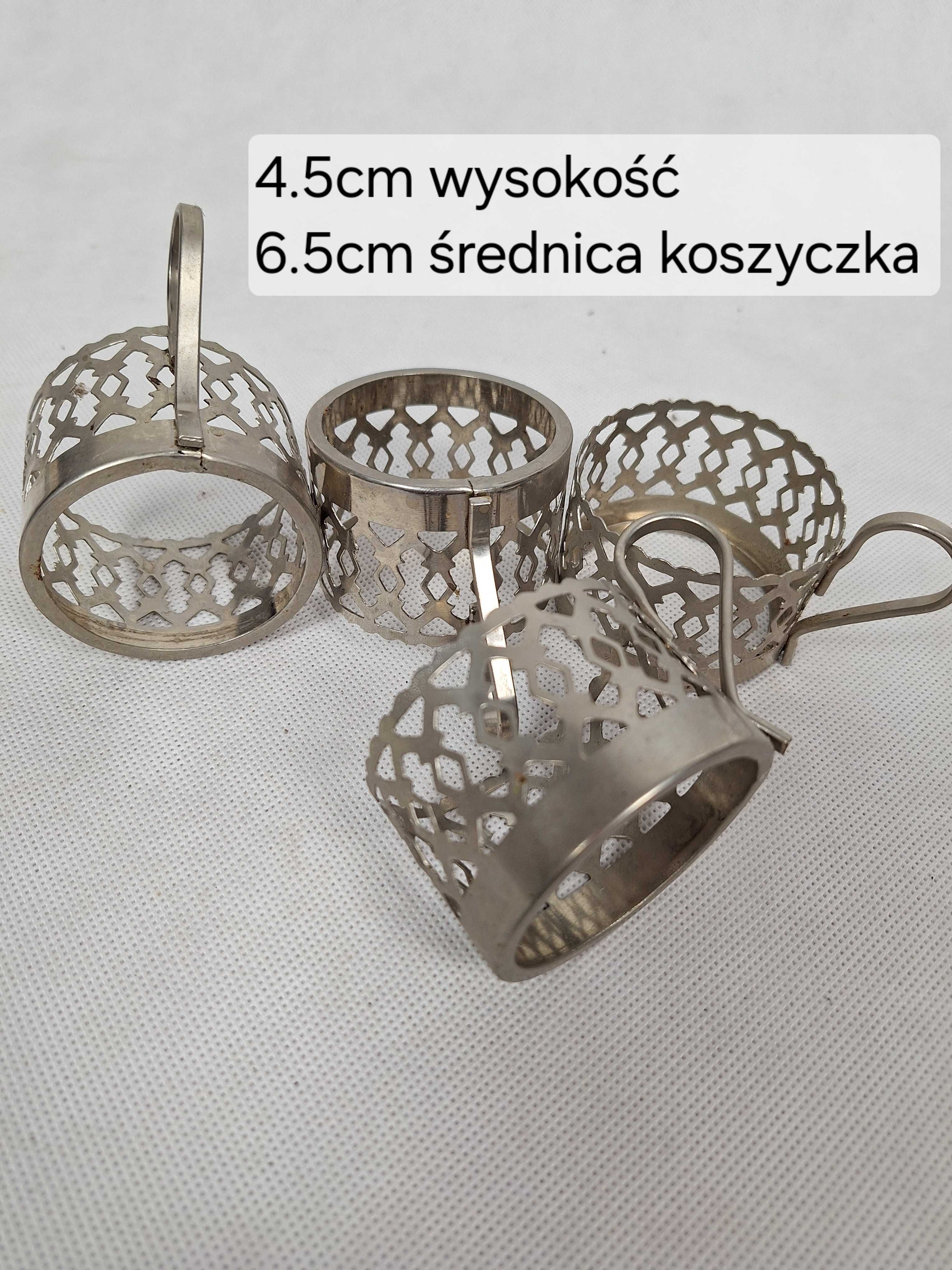 koszyczki do szklanek PRL metalowe 4 sztuki