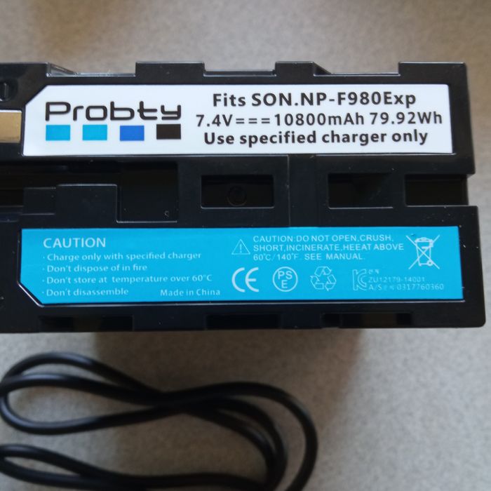 Акумулятор Probty NP-F980Exp (Sony NP-F970) з USB-C входом та кабелем