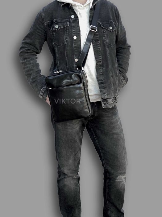 Мужская кожаная итальянская сумка VERA PELLE. Шкіряна сумка