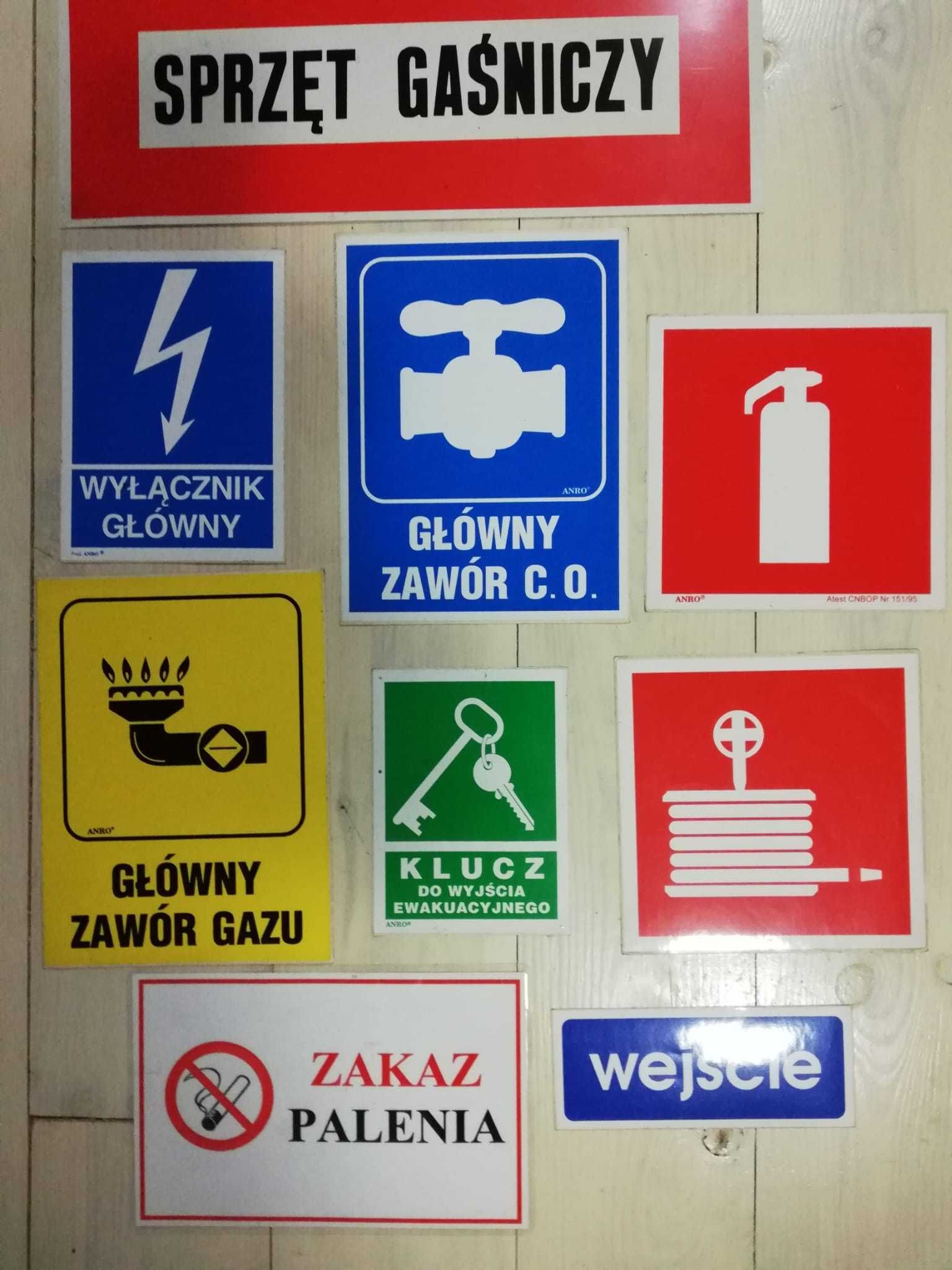 Piktogramy naklejki i tabliczki informacyjne zestaw 60 sztuk