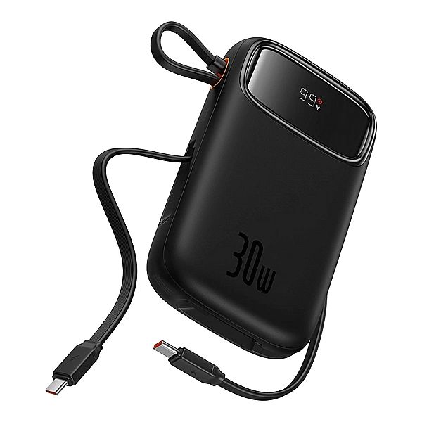Powerbank Baseus QPow 2/30W 10000mAh z wbudowanymi kablami USB-C - cza
