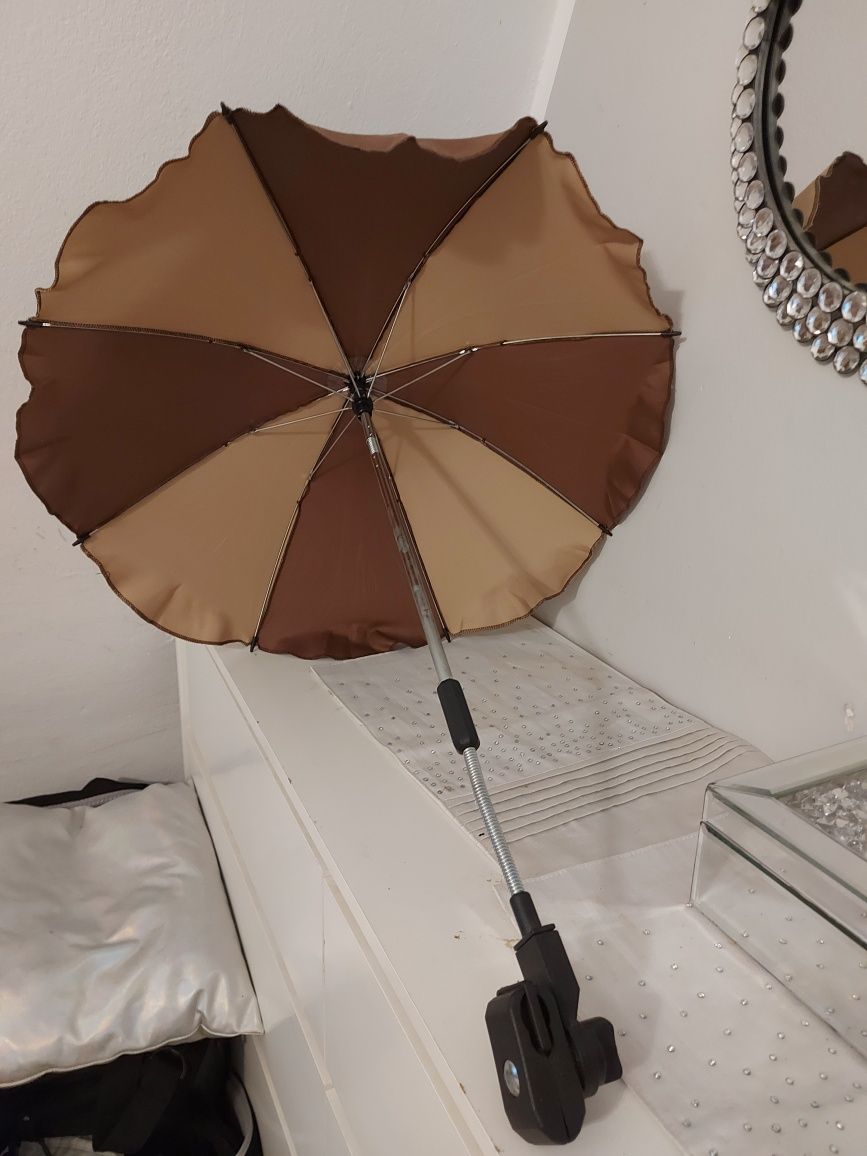 Parasolka parasoleczka  z uchwytem do wózka bezowa beżowo brązowa uniw