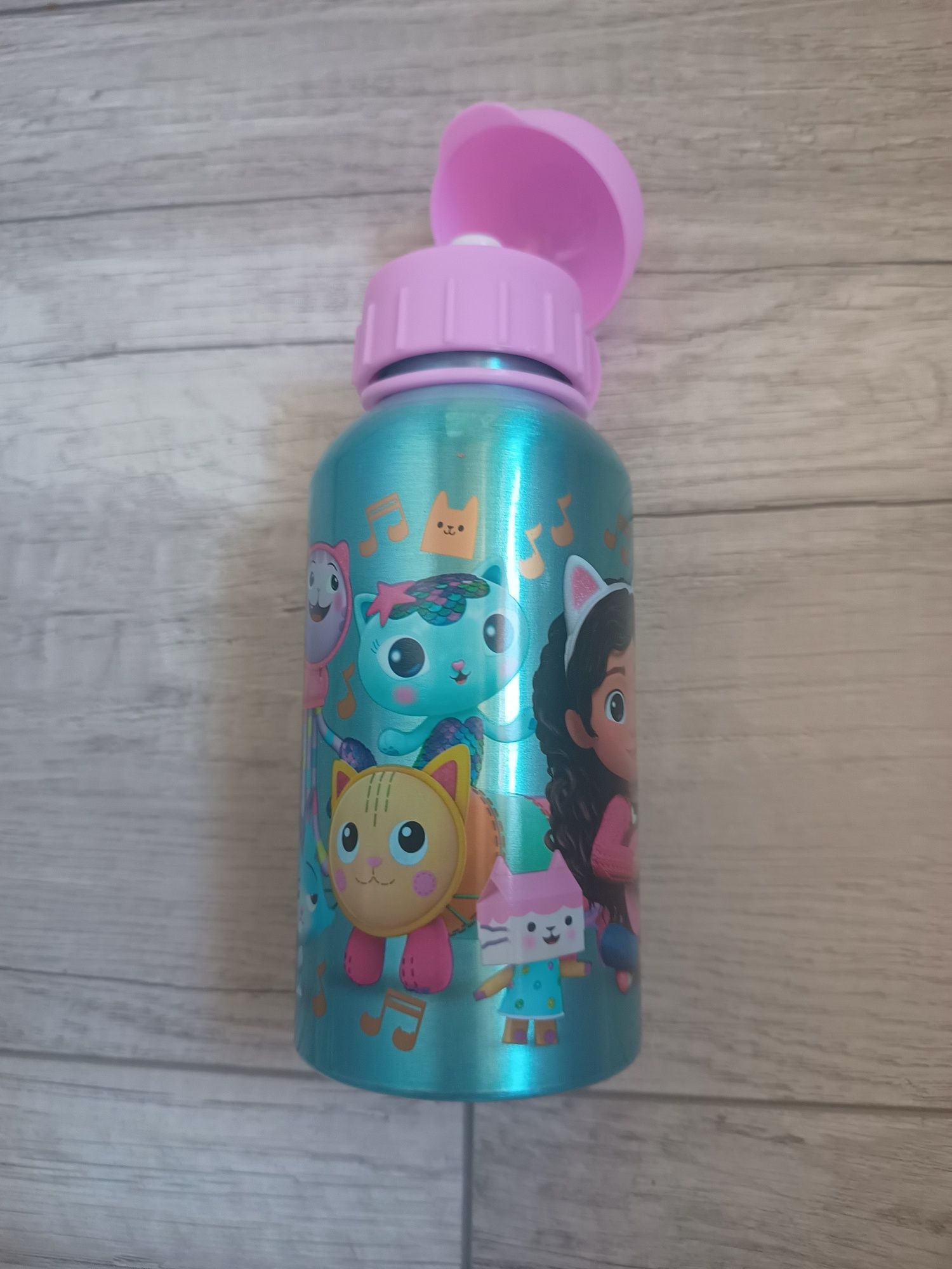 Butelka bidon do picia aluminiowy Koci domek Gabi nowa