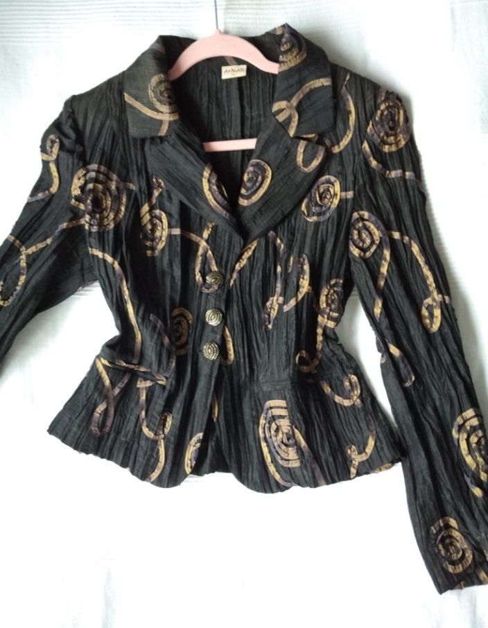 Marynarka vintage XL L XXL złota Ankara czarna 44 42 40UNIKAT