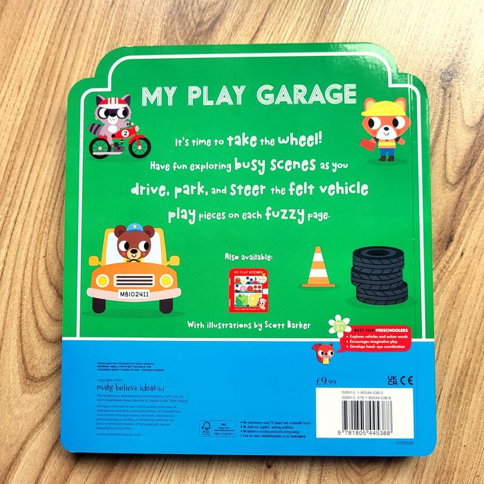 My Play Garage książeczka sensoryczna filc po angielsku