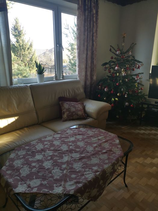 Eleganckie zasłony + obrus + 2 poszewki na poduszki