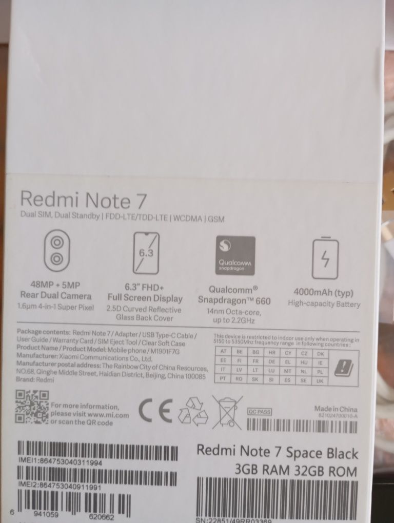Смартфон Xiaomi redmi note7.  3/32