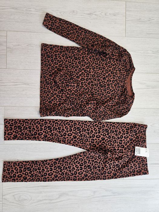 H&M NOWE ocieplane legginsy + bluzka 134-140