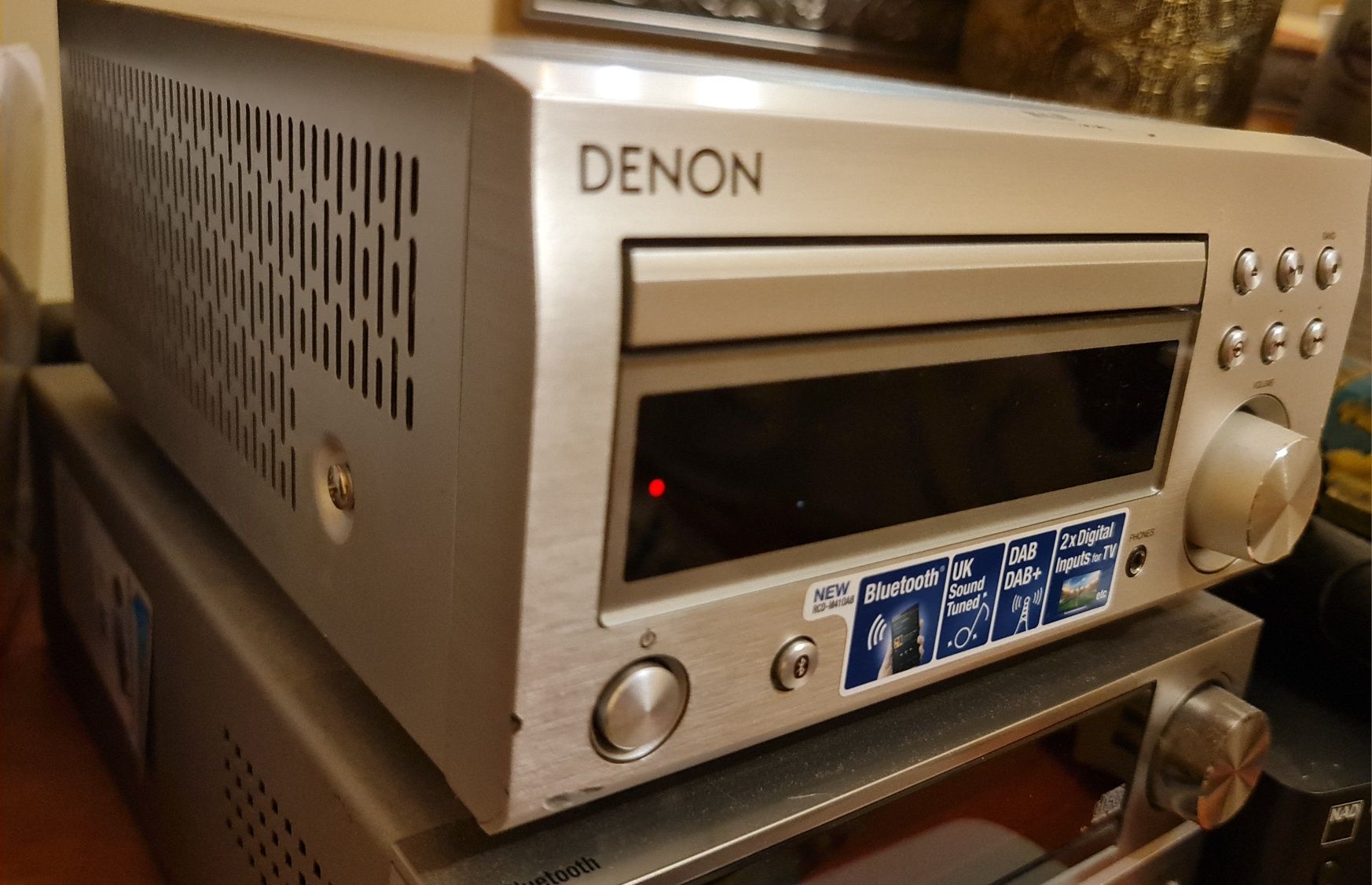 Denon RCD M41 DAB Amplituner Stereo z CD Miniwieża 2.1 z tunerem cyfr.