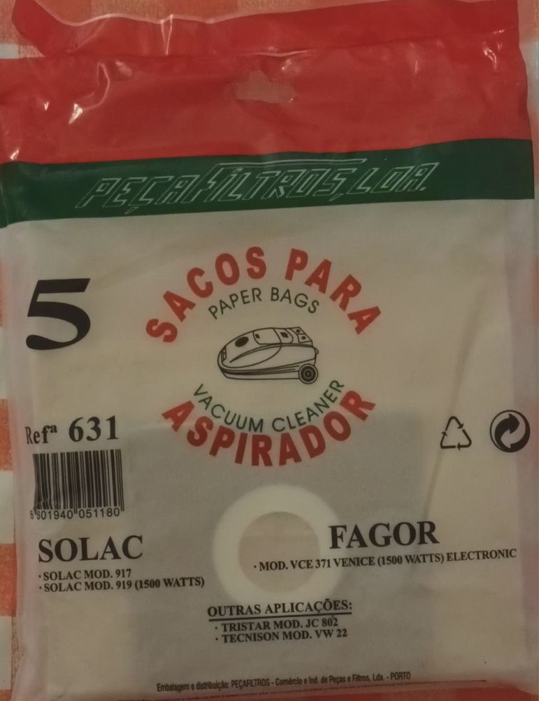 Sacos para aspirador-4 pacotes