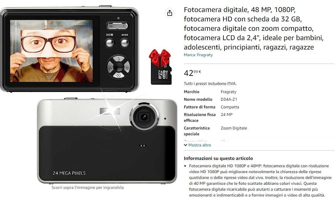 Zabawka dla dzieci, aparat cyfrowy, kamera + karta 32gb