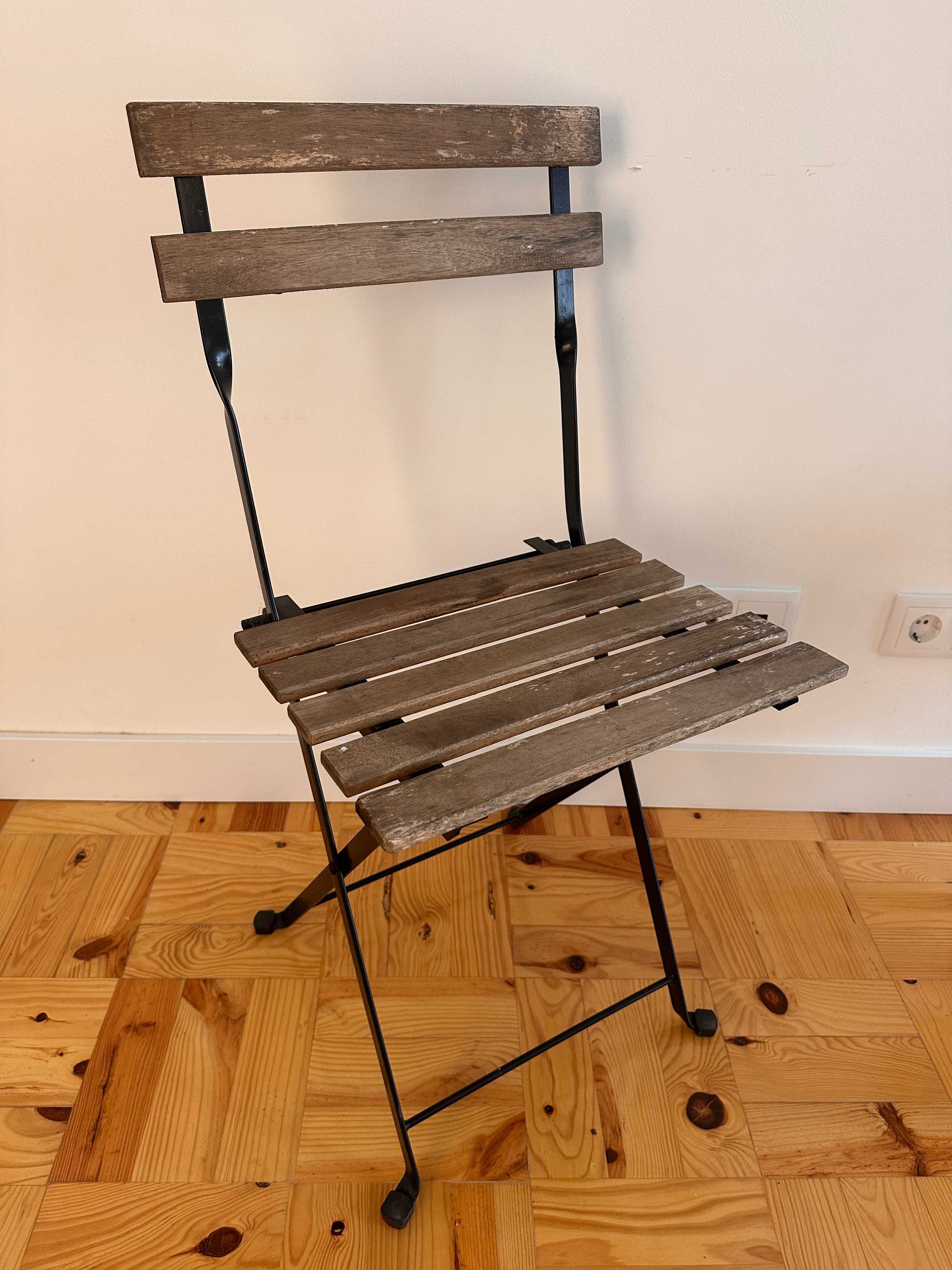 Chair, outdoor, foldable black/light brown stained