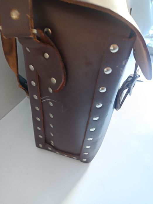 Torba skórzana Rzemienna) kolejowa z lat 60 tych.Angila.