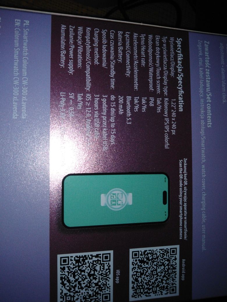 Smartwatch Forever Colorum CW-300Fioletowy