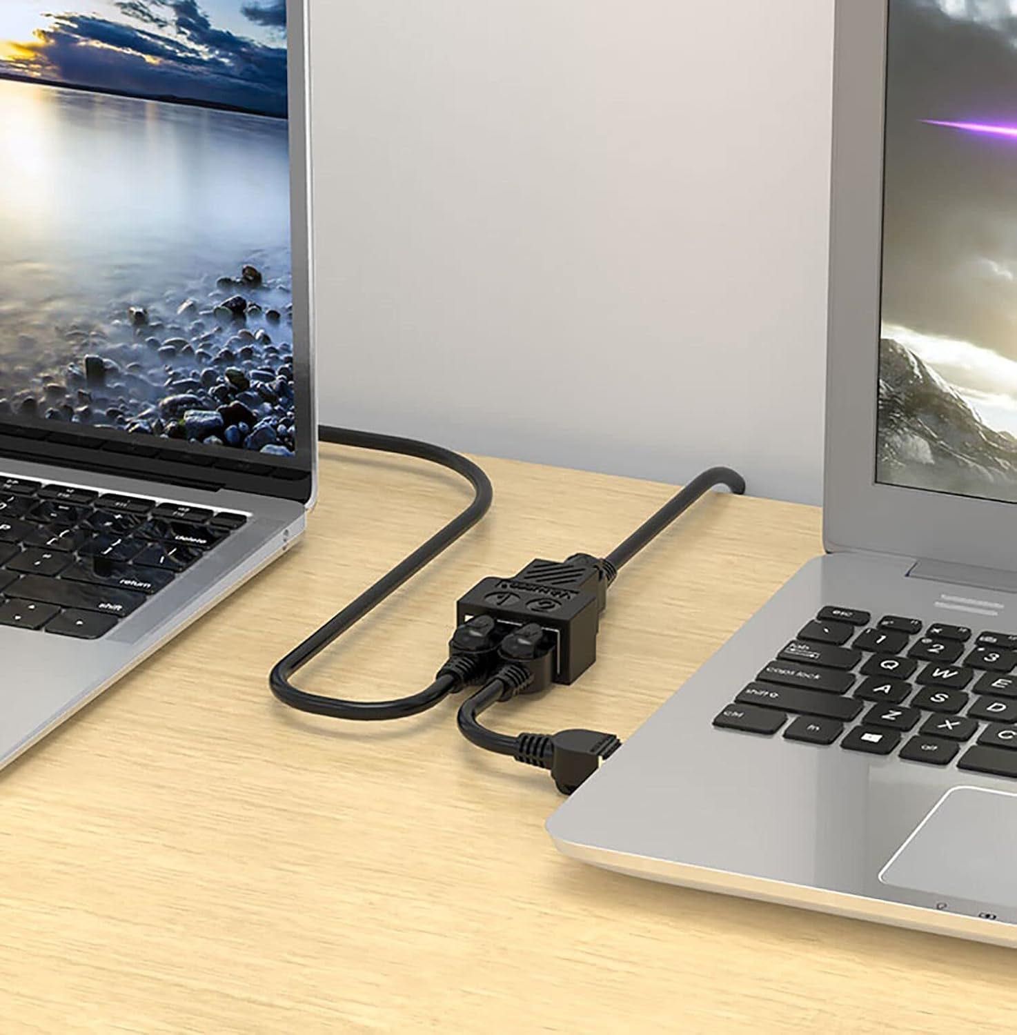 2 sztuki adapterów sieciowych RJ45, rozdzielaczy Ethernet 1 na 2 porty