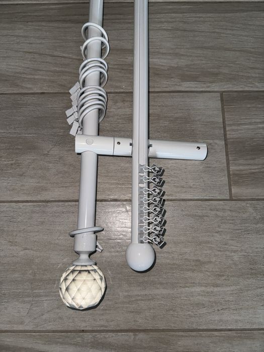 Karnisz 190 cm podwojny bialy krysztal