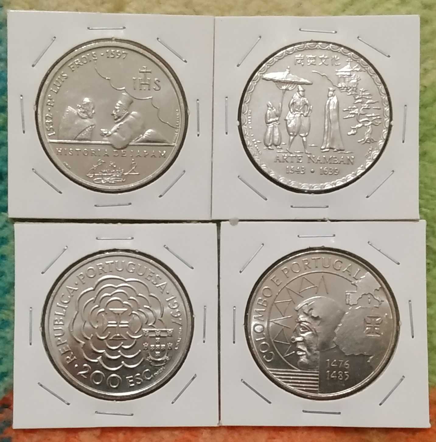 E - lote de 4 moedas comemorativas