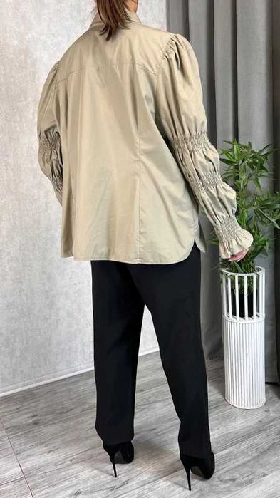 Kaffe Zielona koszula elegancka z kołnierzem i długie rękawy 50