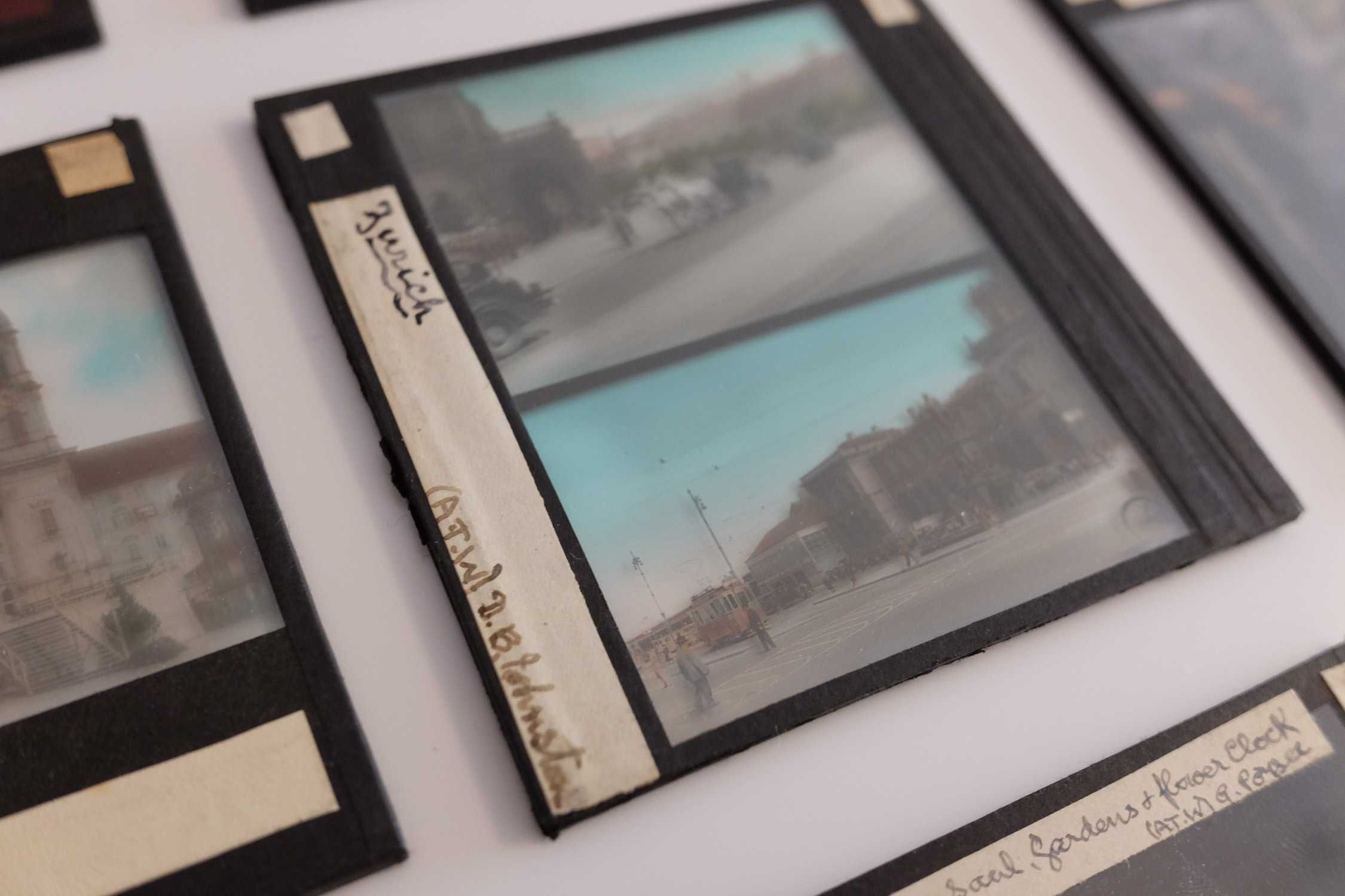 16 fotografias em slides de vidro antigos