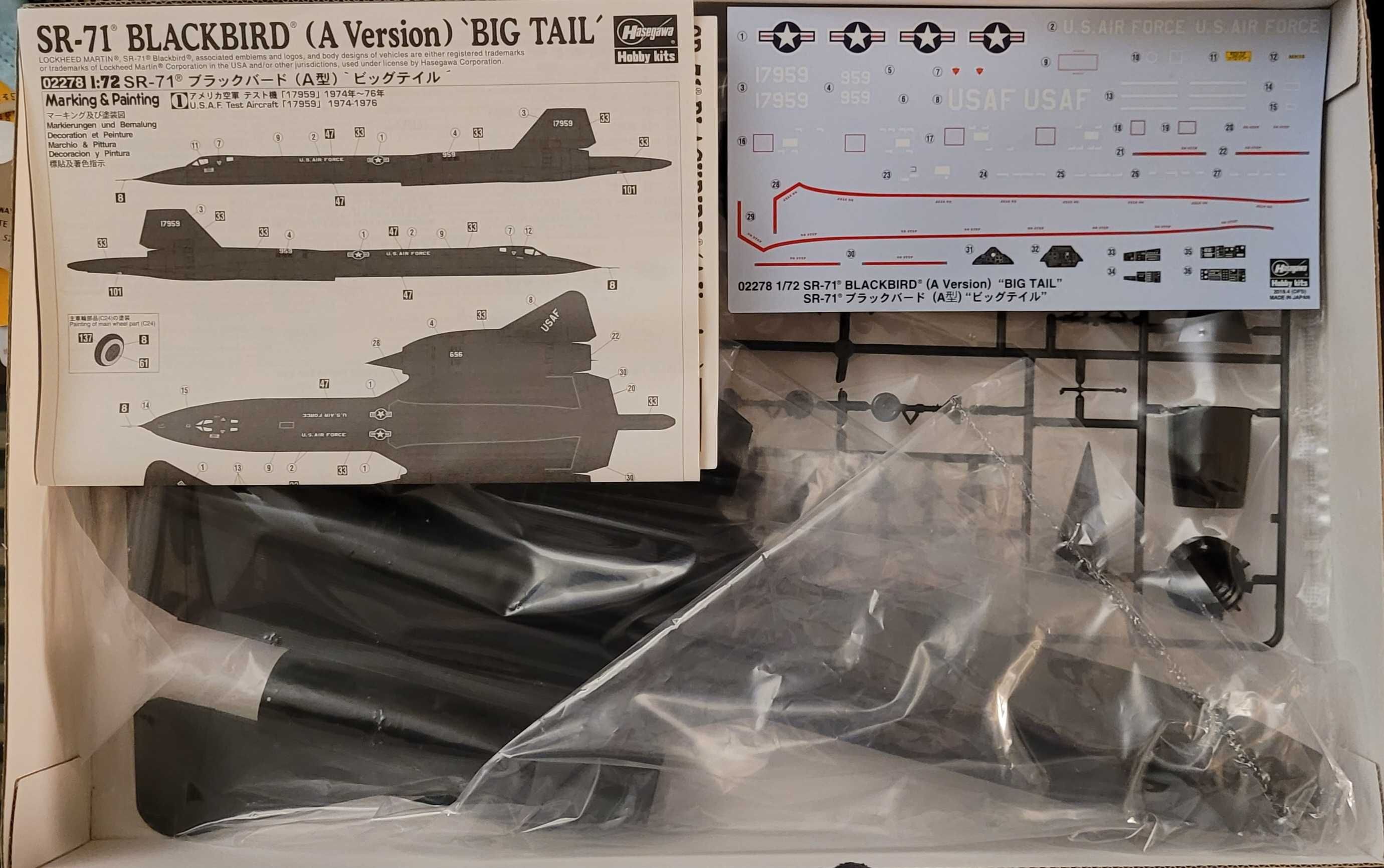 Kit Hasegawa 1:72 SR-71A Blackbird Big Tail modelismo