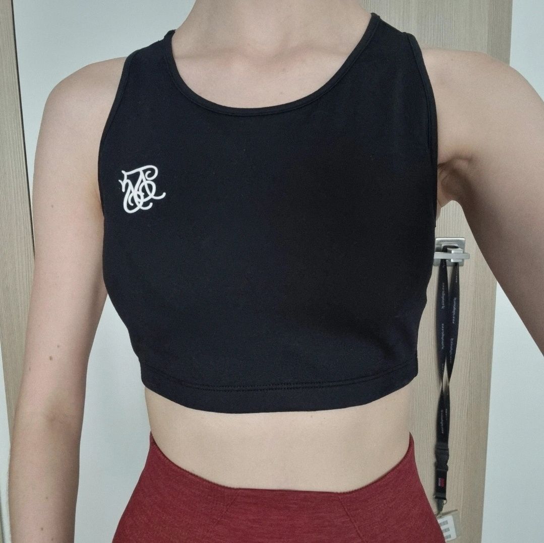 czarny stanik top sportowy siksilk s zabudowany