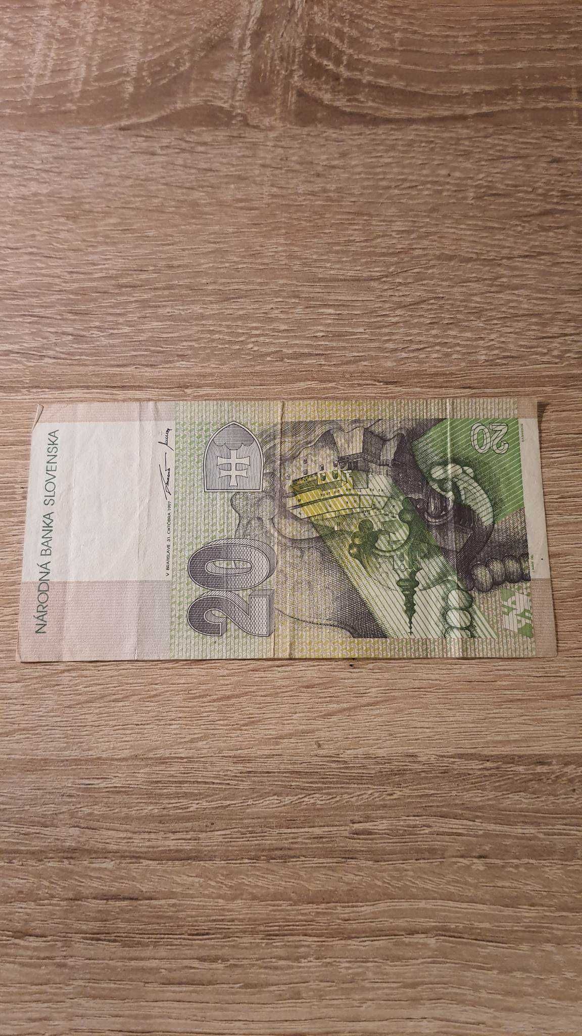 Banknot 20 Koron Słowackich 1997 rok