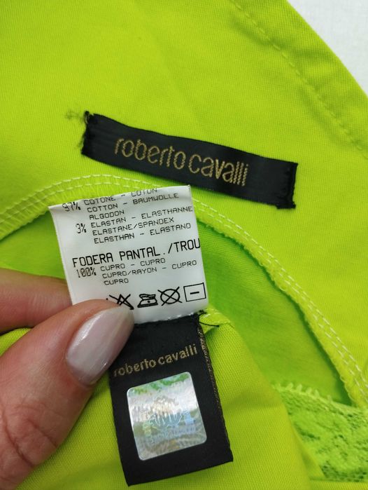 Салатовое  платье котон Roberto Cavalli жолтое неон