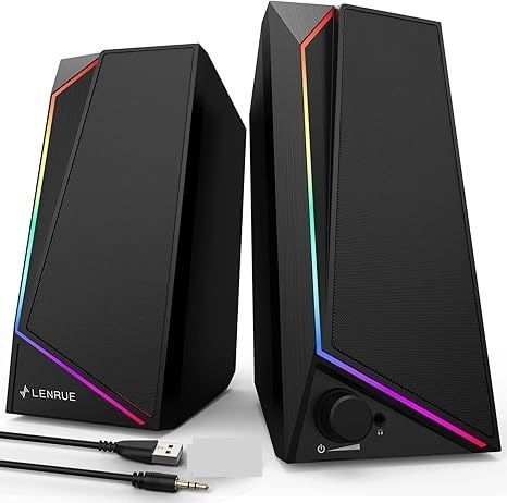 Lenrue Głośniki Komputerowe Usb – Stereo, Podświetlenie Led