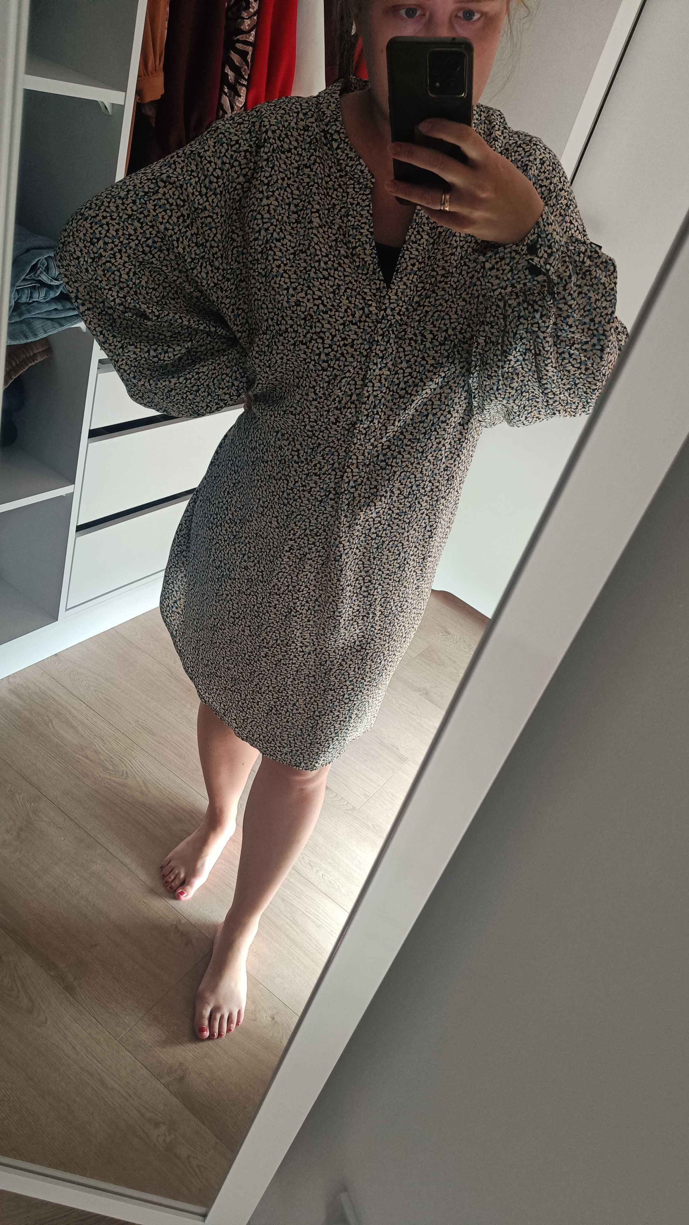 Nowa zwiewna sukienka, tunika oversize, sukienka 100% wiskoza, H&M