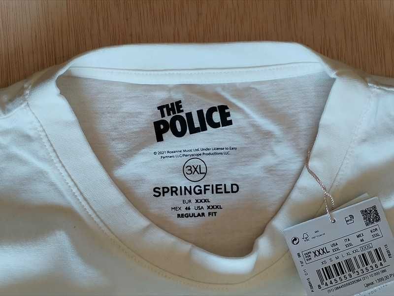 T-shirt branca Springfield com estampa banda The Police tamanho XXXL