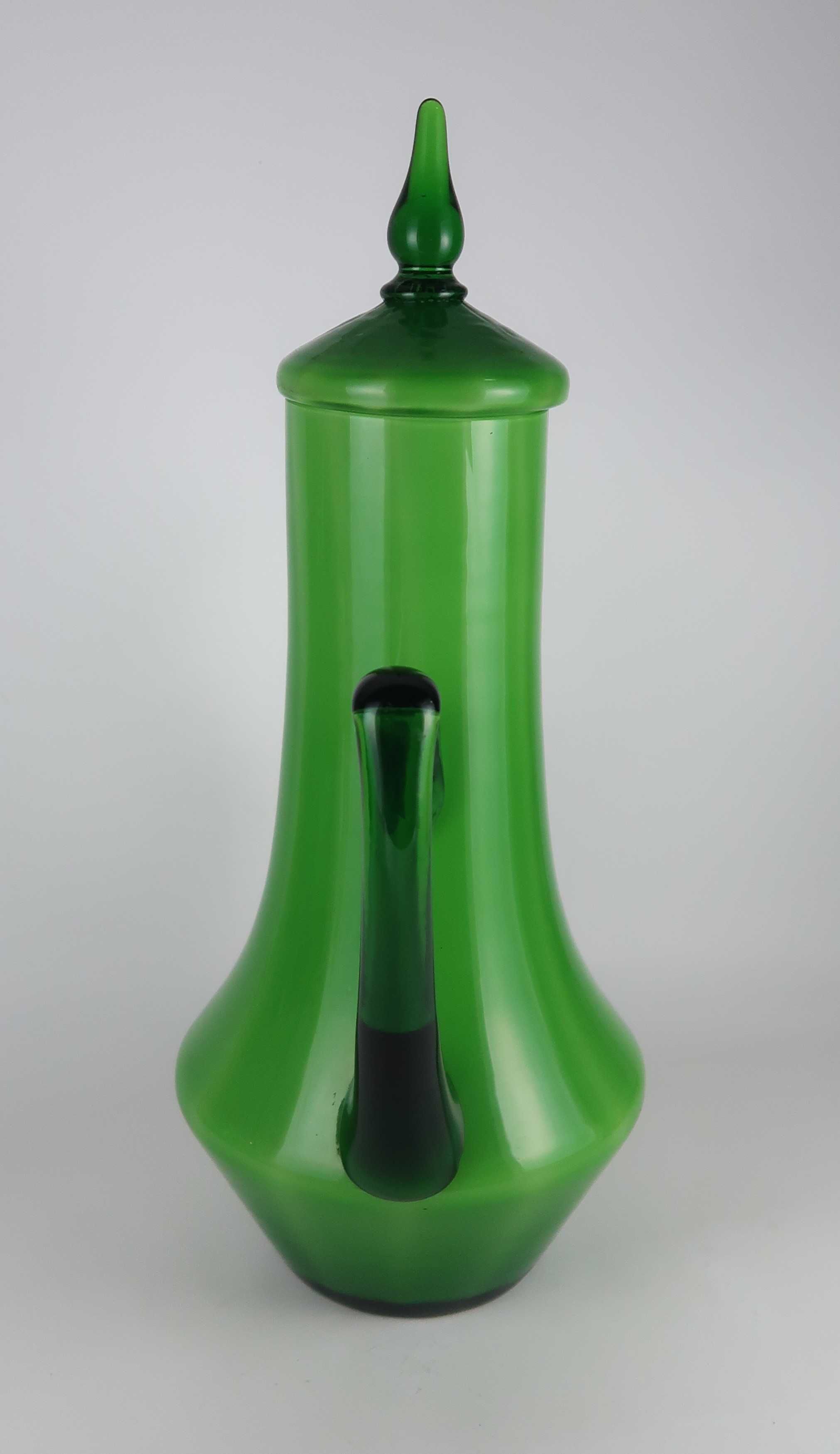 Grande Chaleira em vidro opalino verde (rara) - 37.5 cm