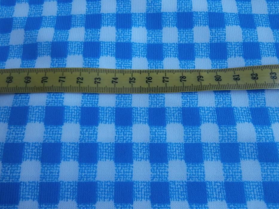 tkanina - SUPER dzianina w kratkę bialo niebieską - na metry