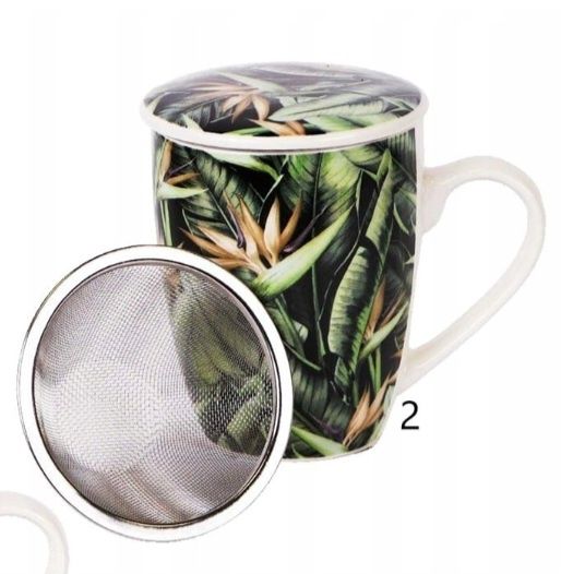 Kubek z zaparzaczem Veroni Jungle porcelana 360ml