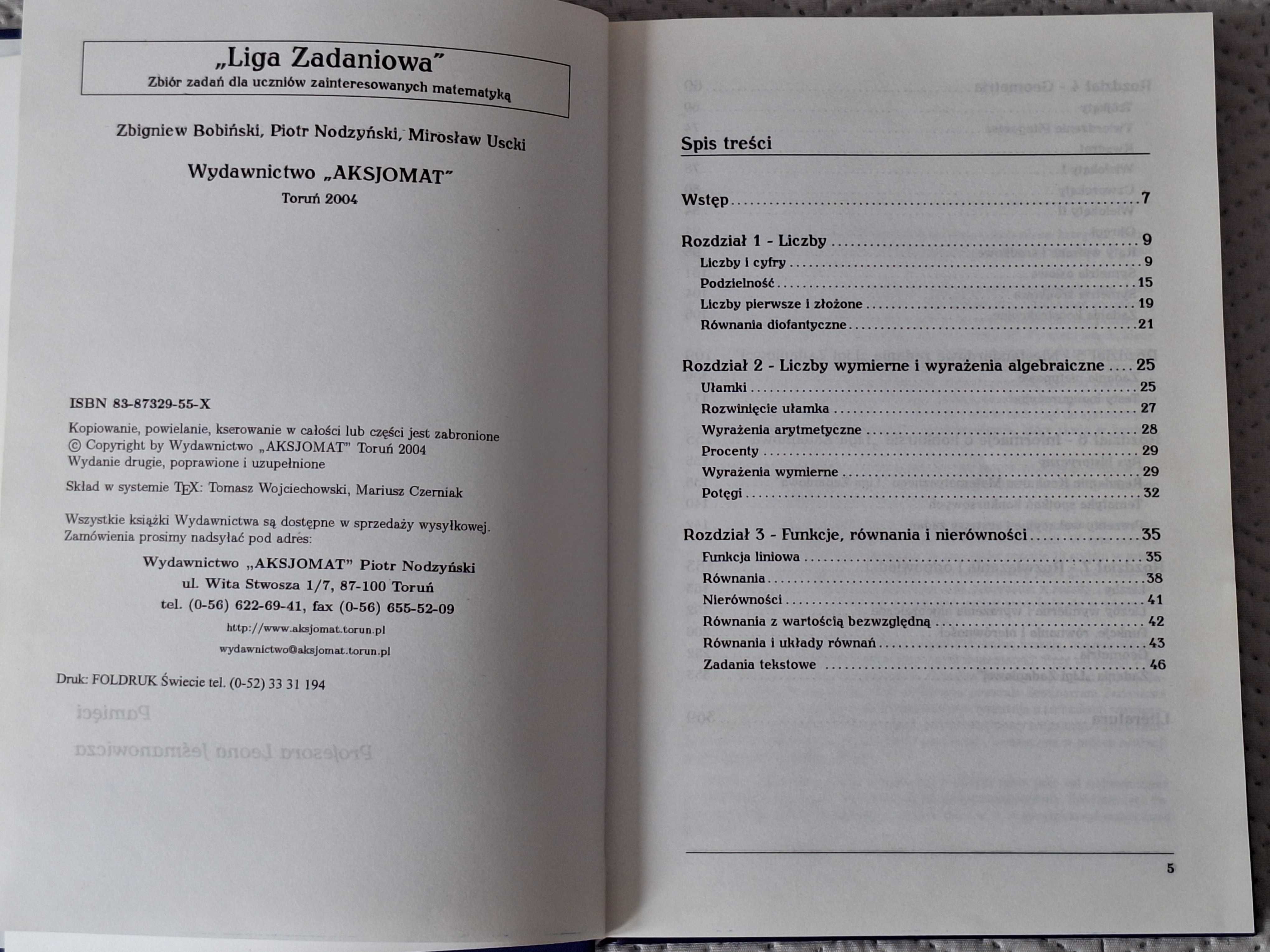 Liga zadaniowa. Zbiór zadań dla uczniów zainteresowanych matematyką.