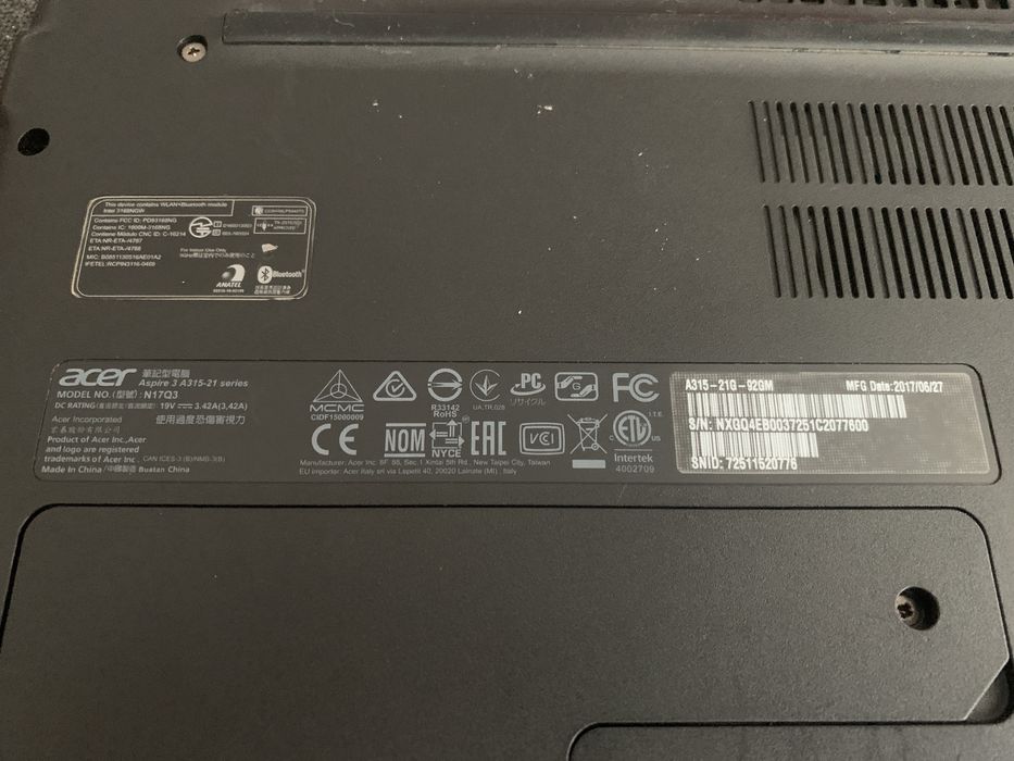 Computador ACER ASPIRE 3 - modelo A315-21G-92GM - usado