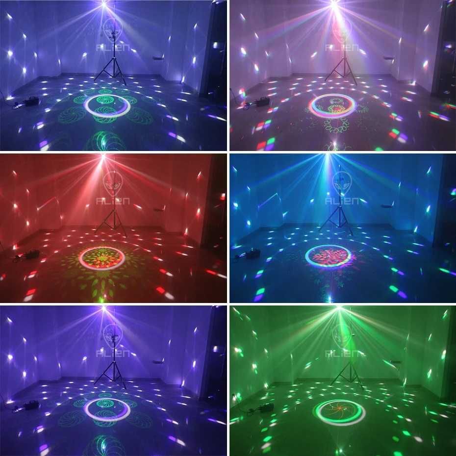 4-Efekty LED Kula Laser Strobo UV Mix Wzorów i kolorów RGBW DMX Pilot