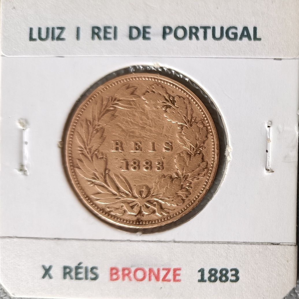 3 Moedas em Bronze de X réis do Monarca Português D. Luiz I