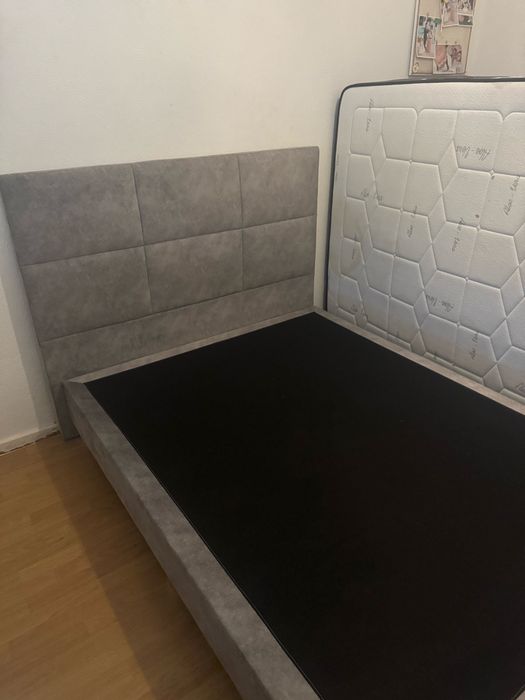 Cama de casal Cinza veludo
