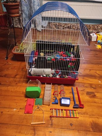 Клітка для попугая і кормушки і іграшки для попугая