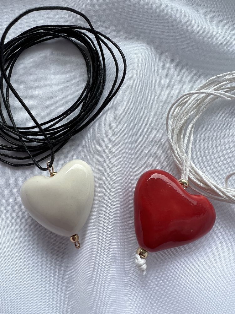 Кулон Серце кераміка, підвіска ручної роботи керамічне серце