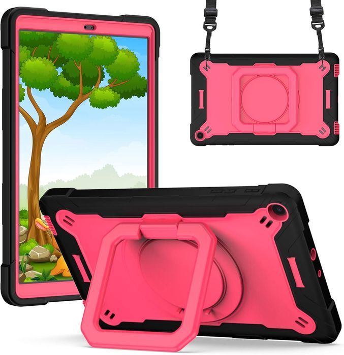 Etui do iPad 8/7 10.2" z Podstawką i Paskiem na Ramię Różowe