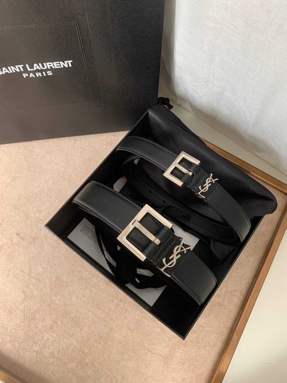 Женский черный ремень Yves Saint Laurent YSL 3 и 2 см ремінь