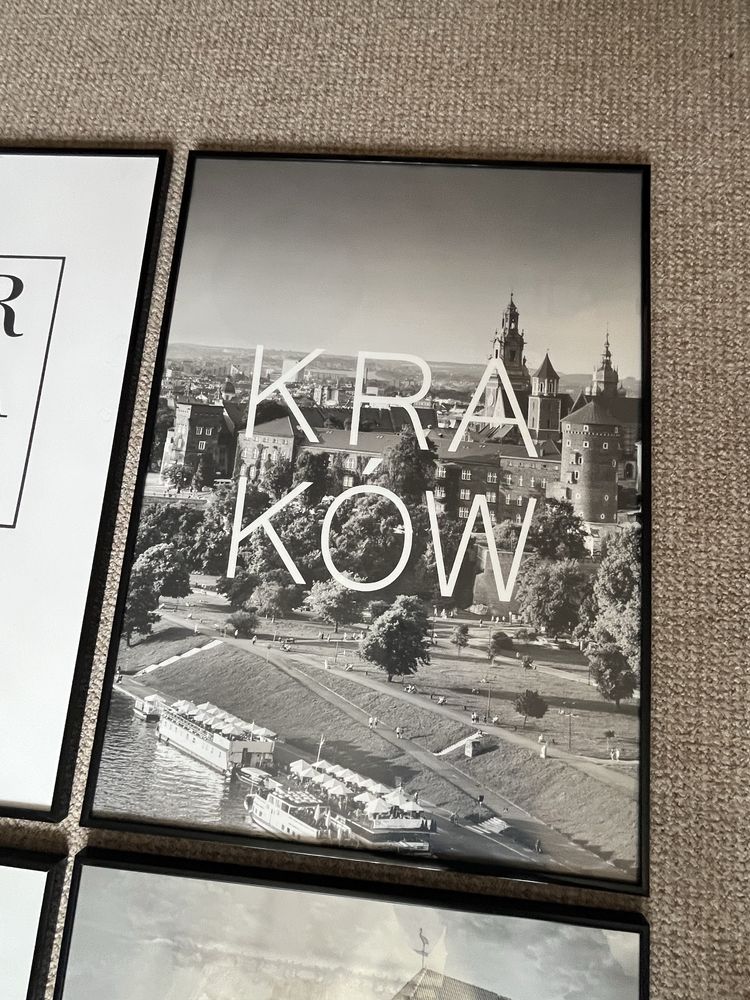 Nowe czarno białe obrazy drukowane w ramie miasta Polski