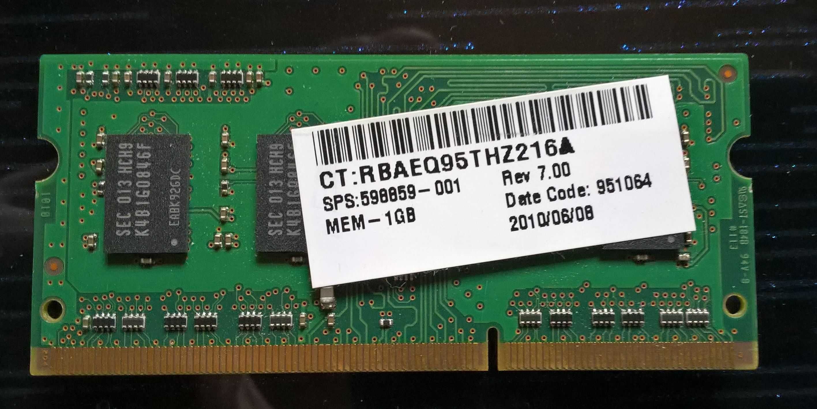 Память для ноутбука DDR3 SO-DIMM PC3-10600S 1GB и 2GB