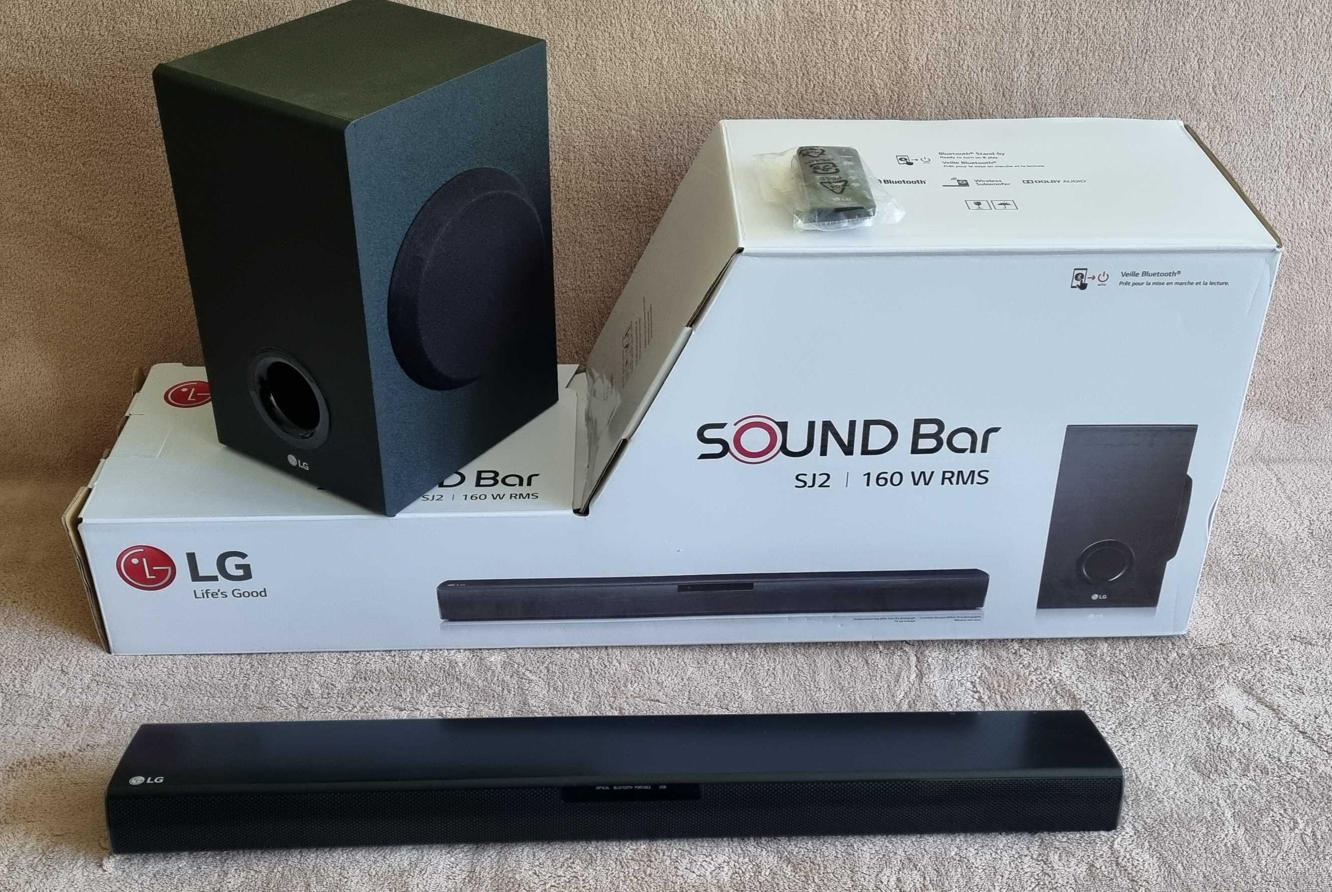 LG Soundbar SJ2 z głośnikiem, 160W, RMS, NOWY ! 100% sprawny.